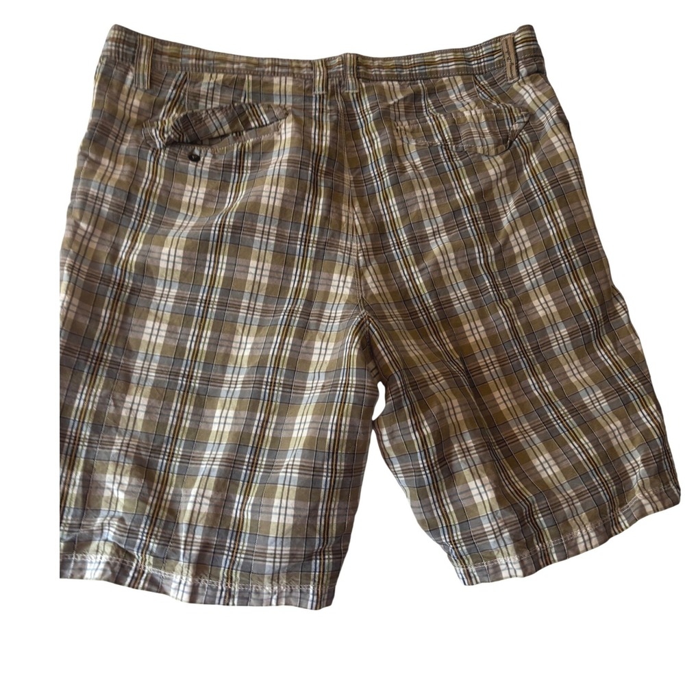 Tommy Bahama Plaid Shorts Mens 38 Green Khaki Casual Tropical Flat Front